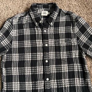 Flint & Tinder Plaid Flannel Organic Cotton Button Down Shirt Small Black